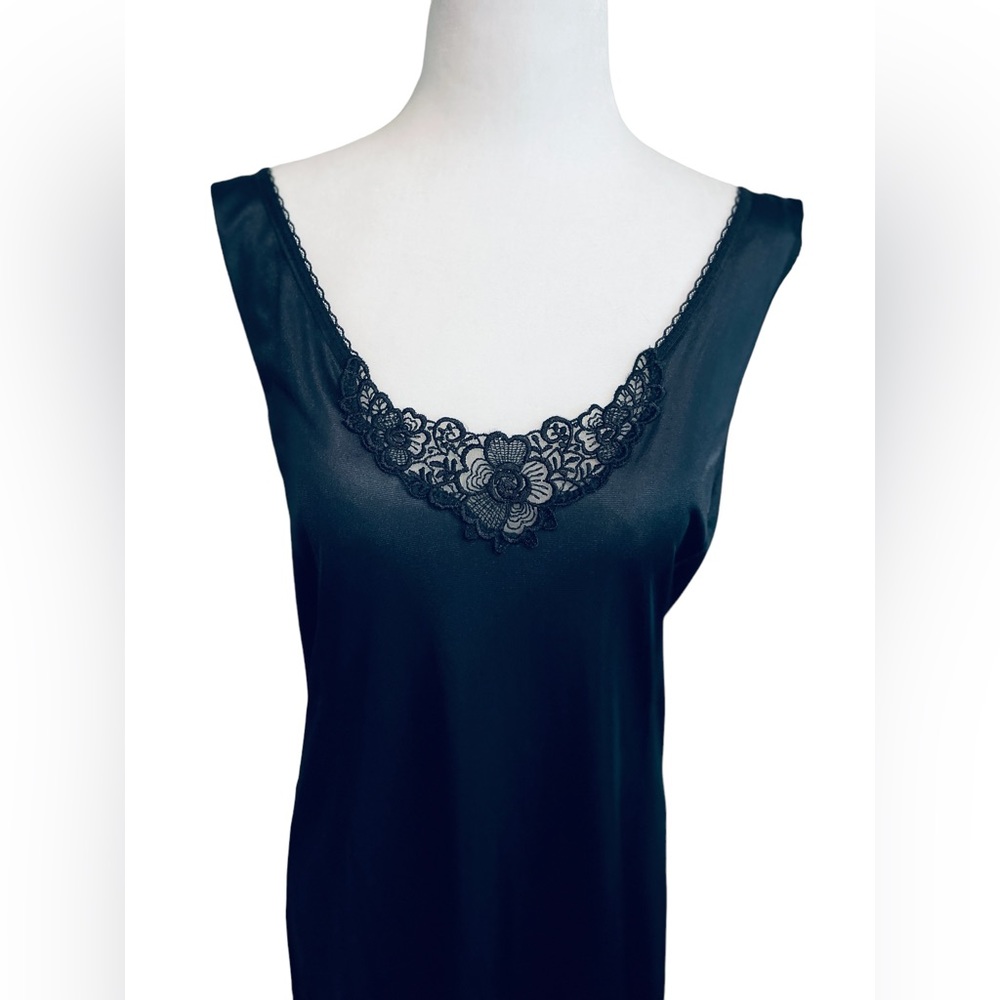 Pink Lady Black Lace Trim Slip Dress